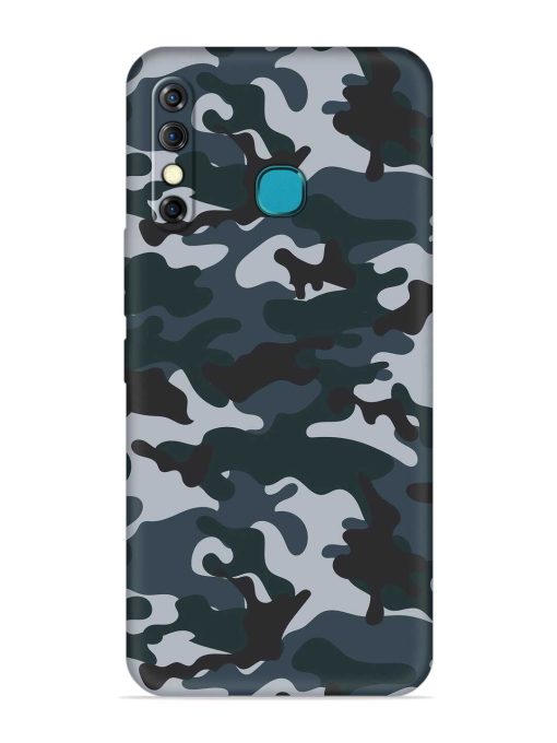 Dark Blue Army Military Art Embossed Soft Silicone Case for Infinix Hot 8 Zapvi