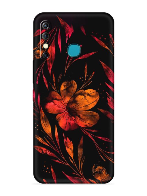 Red Flower Painting Embossed Soft Silicone Case for Infinix Hot 8