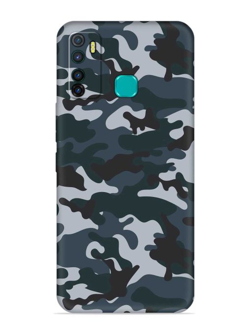 Dark Blue Army Military Art Embossed Soft Silicone Case for Infinix Hot 9 Zapvi