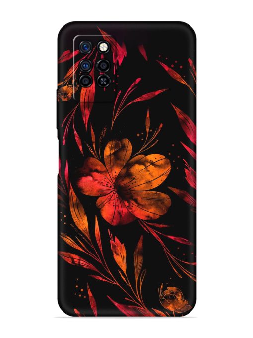 Red Flower Painting Embossed Soft Silicone Case for Infinix Note 10 Pro