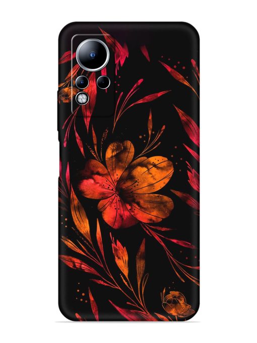 Red Flower Painting Embossed Soft Silicone Case for Infinix Note 11