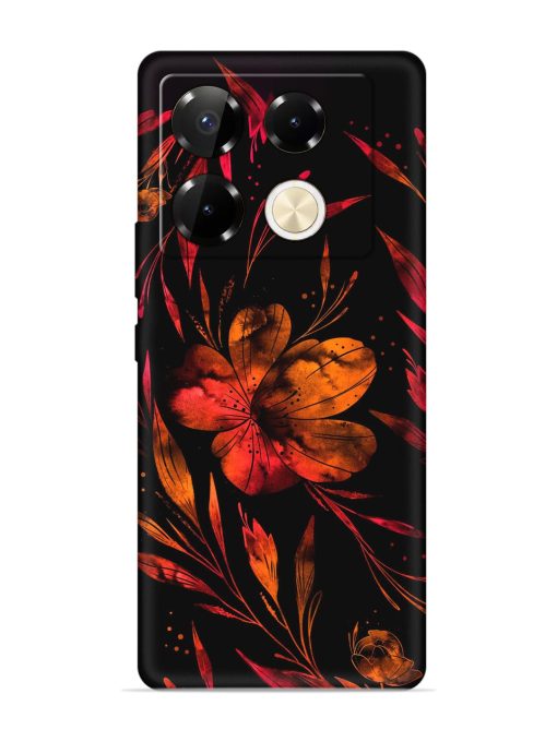 Red Flower Painting Embossed Soft Silicone Case for Infinix Note 40 Pro (5G)