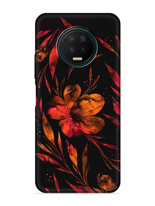 Red Flower Painting Embossed Soft Silicone Case for Infinix Note 7 Zapvi