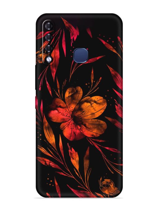 Red Flower Painting Embossed Soft Silicone Case for Infinix Smart 3 Plus Zapvi