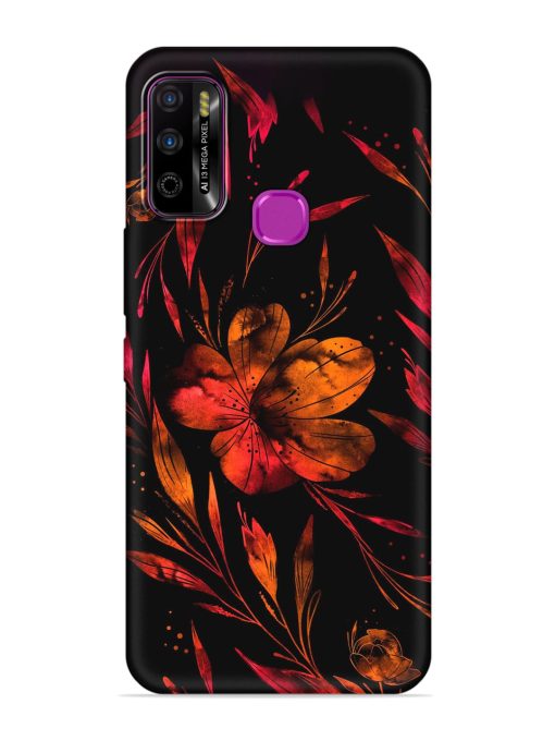 Red Flower Painting Embossed Soft Silicone Case for Infinix Smart 4 Plus