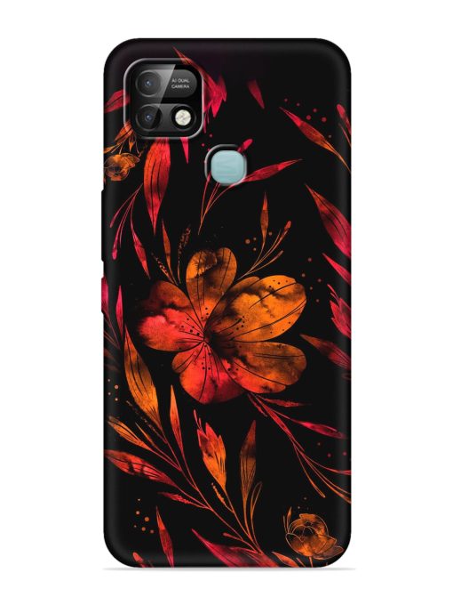 Red Flower Painting Embossed Soft Silicone Case for Infinix Smart 5 Pro Zapvi