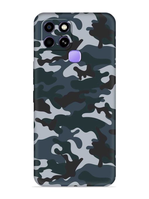 Dark Blue Army Military Art Embossed Soft Silicone Case for Infinix Smart 6 Zapvi