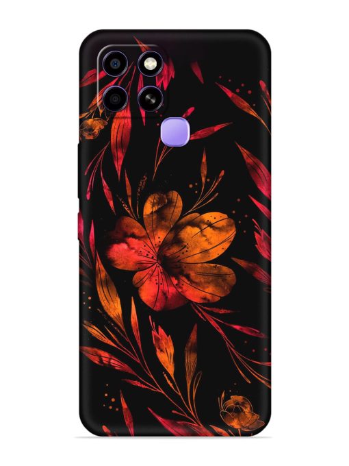 Red Flower Painting Embossed Soft Silicone Case for Infinix Smart 6 Zapvi