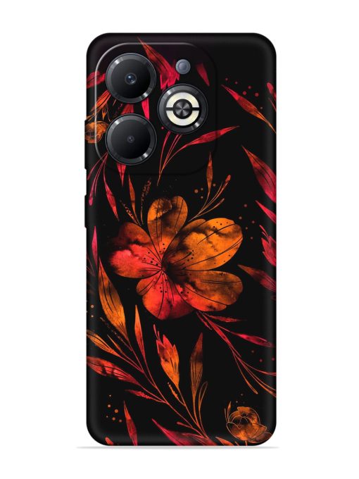 Red Flower Painting Embossed Soft Silicone Case for Infinix Smart 8 Plus