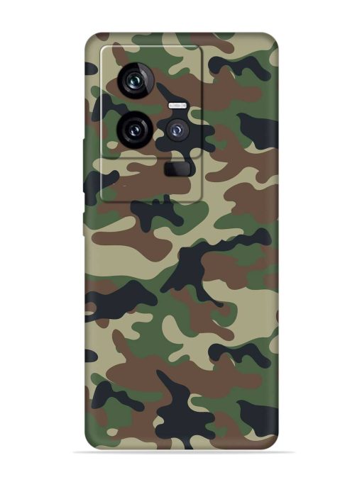 Army Military Camouflage Dark Green Embossed Soft Silicone Case for Iqoo 11 (5G) Zapvi