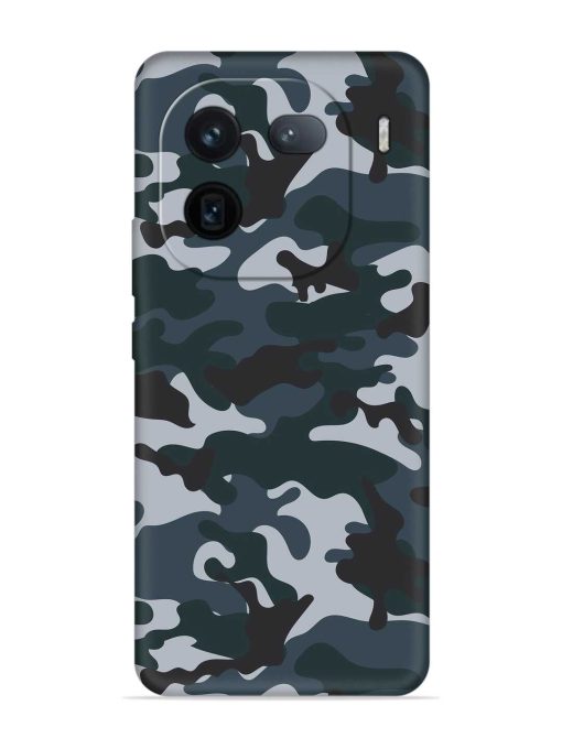 Dark Blue Army Military Art Embossed Soft Silicone Case for Iqoo 12 (5G) Zapvi