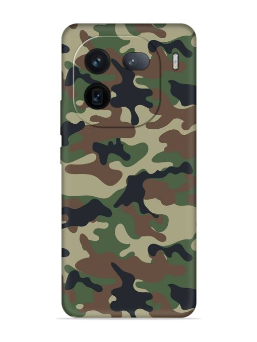 Army Military Camouflage Dark Green Embossed Soft Silicone Case for Iqoo 12 (5G)