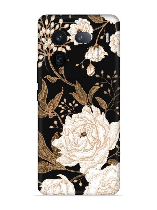 Peonies Roses Floral Embossed Soft Silicone Case for Iqoo 12 (5G)