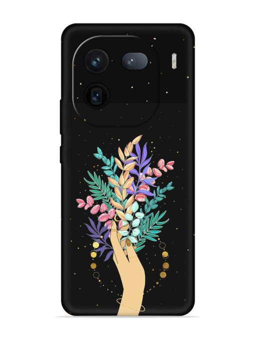 Flower On Hand Embossed Soft Silicone Case for Iqoo 12 (5G) Zapvi