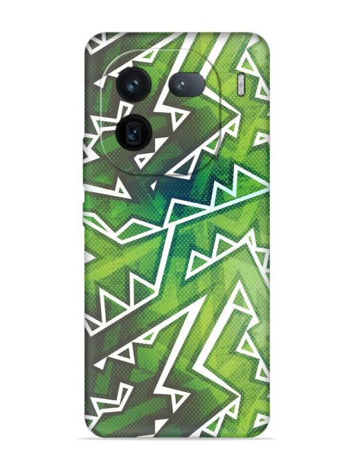 Green Graffiti Seamless Embossed Soft Silicone Case for Iqoo 12 (5G)