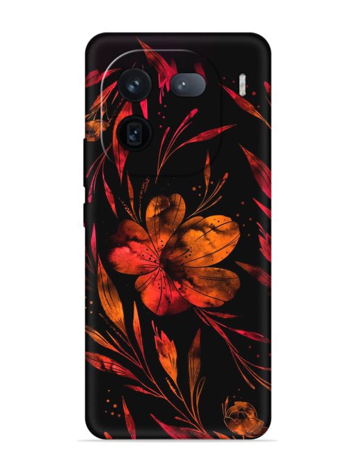 Red Flower Painting Embossed Soft Silicone Case for Iqoo 12 (5G) Zapvi