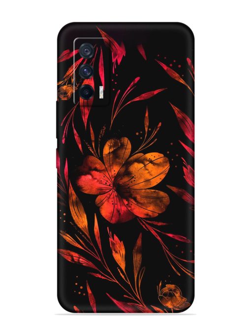 Red Flower Painting Embossed Soft Silicone Case for Iqoo 7 (5G)