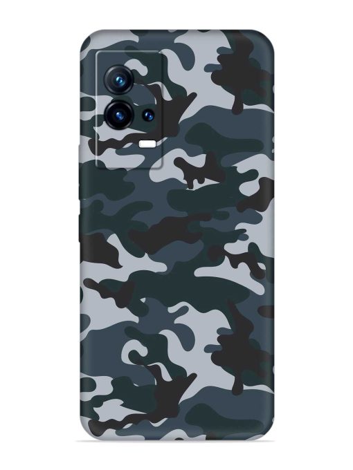 Dark Blue Army Military Art Embossed Soft Silicone Case for Iqoo 9 (5G) Zapvi