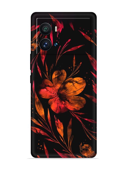 Red Flower Painting Embossed Soft Silicone Case for Iqoo 9 Pro Zapvi