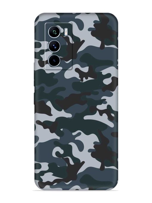 Dark Blue Army Military Art Embossed Soft Silicone Case for Iqoo 9 Se (5G)