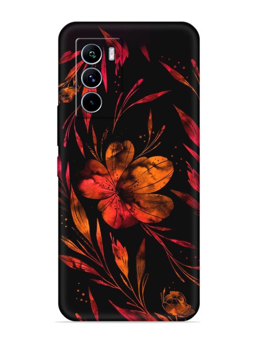 Red Flower Painting Embossed Soft Silicone Case for Iqoo 9 Se (5G)