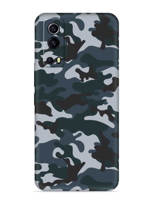 Dark Blue Army Military Art Embossed Soft Silicone Case for Iqoo Z3 (5G)