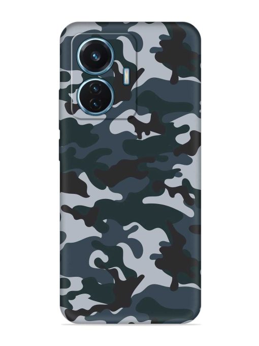 Dark Blue Army Military Art Embossed Soft Silicone Case for Iqoo Z6 (44W) Zapvi