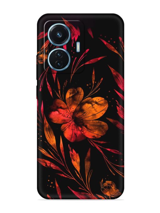 Red Flower Painting Embossed Soft Silicone Case for Iqoo Z6 (44W) Zapvi