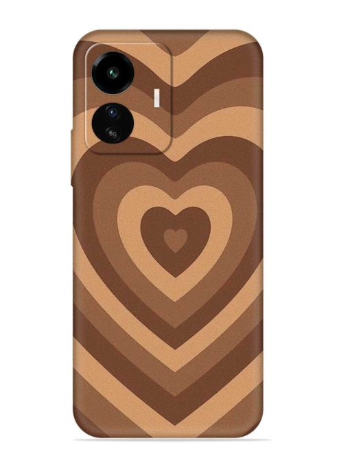 Brown Heart Embossed Soft Silicone Case for Iqoo Z6 Lite