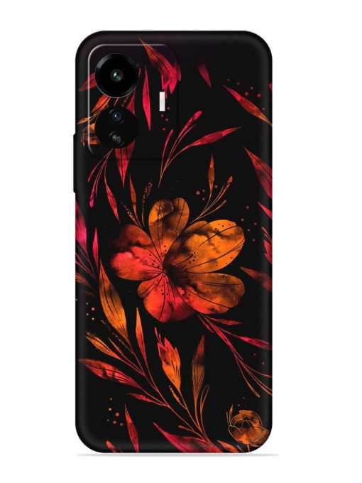 Red Flower Painting Embossed Soft Silicone Case for Iqoo Z6 Lite