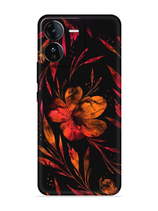 Red Flower Painting Embossed Soft Silicone Case for Iqoo Z9 (5G)