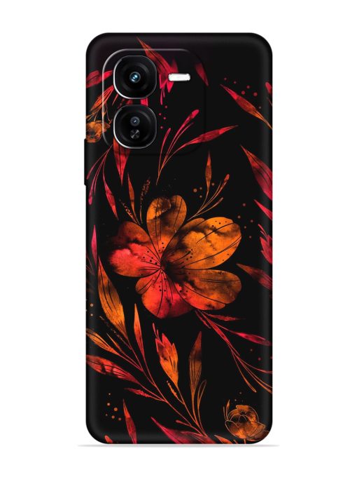 Red Flower Painting Embossed Soft Silicone Case for Iqoo Z9X (5G)