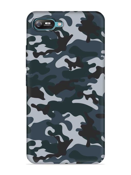 Dark Blue Army Military Art Embossed Soft Silicone Case for Itel A25 Zapvi