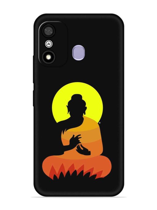 Buddha Art Black Embossed Soft Silicone Case for Itel A27 Zapvi