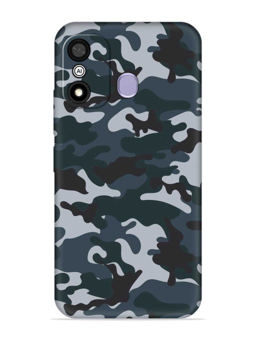 Dark Blue Army Military Art Embossed Soft Silicone Case for Itel A27 Zapvi