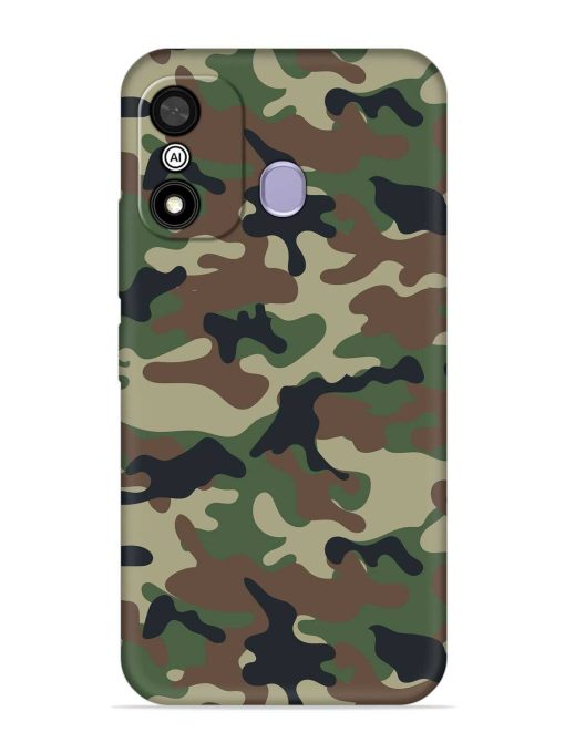 Army Military Camouflage Dark Green Embossed Soft Silicone Case for Itel A27 Zapvi