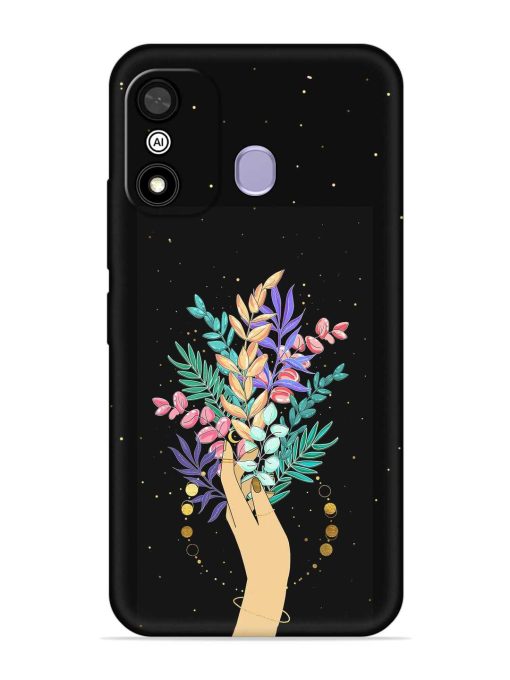 Flower On Hand Embossed Soft Silicone Case for Itel A27 Zapvi