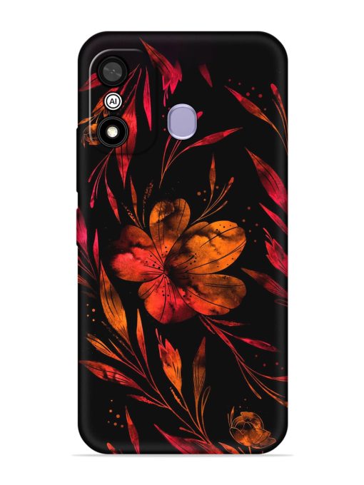 Red Flower Painting Embossed Soft Silicone Case for Itel A27 Zapvi