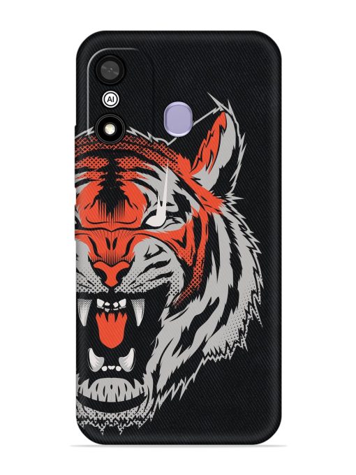 Tiger Aggression Embossed Soft Silicone Case for Itel A27 Zapvi