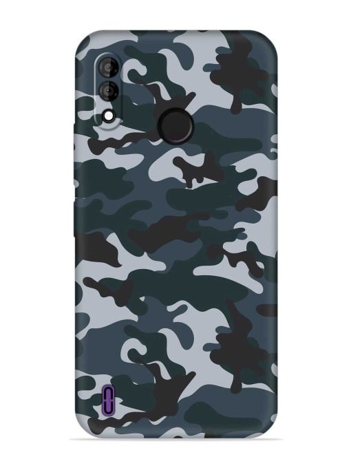 Dark Blue Army Military Art Embossed Soft Silicone Case for Itel A47 Zapvi