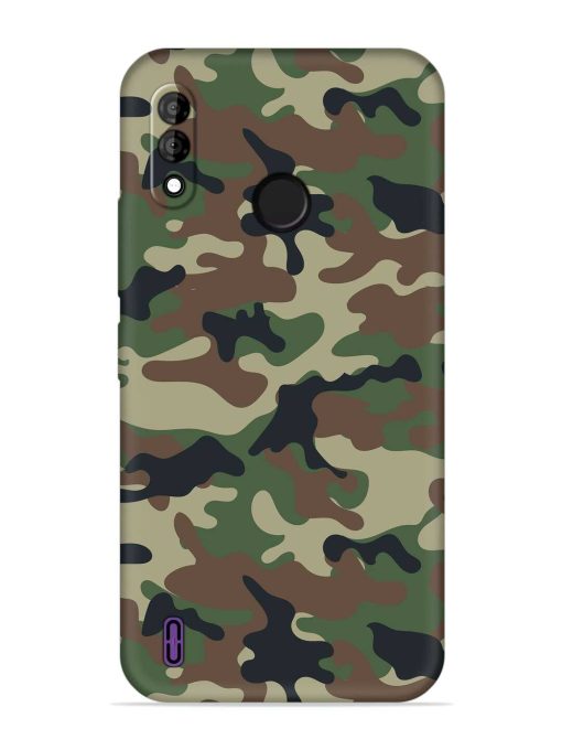 Army Military Camouflage Dark Green Embossed Soft Silicone Case for Itel A47 Zapvi