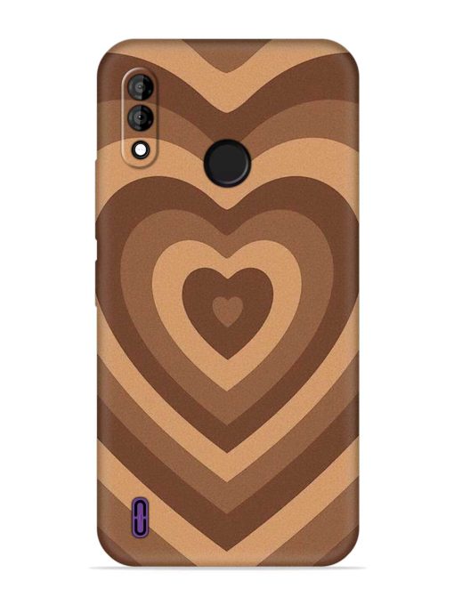 Brown Heart Embossed Soft Silicone Case for Itel A47 Zapvi