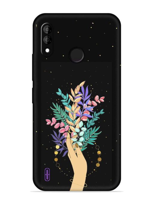 Flower On Hand Embossed Soft Silicone Case for Itel A47 Zapvi