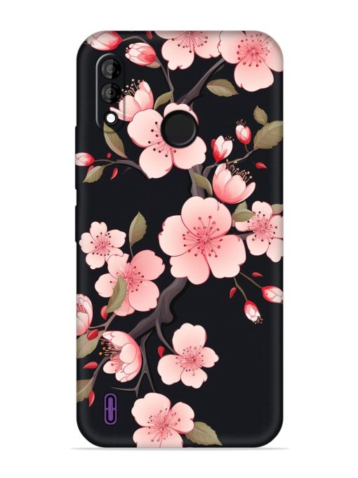 Cherry Blossom Embossed Soft Silicone Case for Itel A47 Zapvi