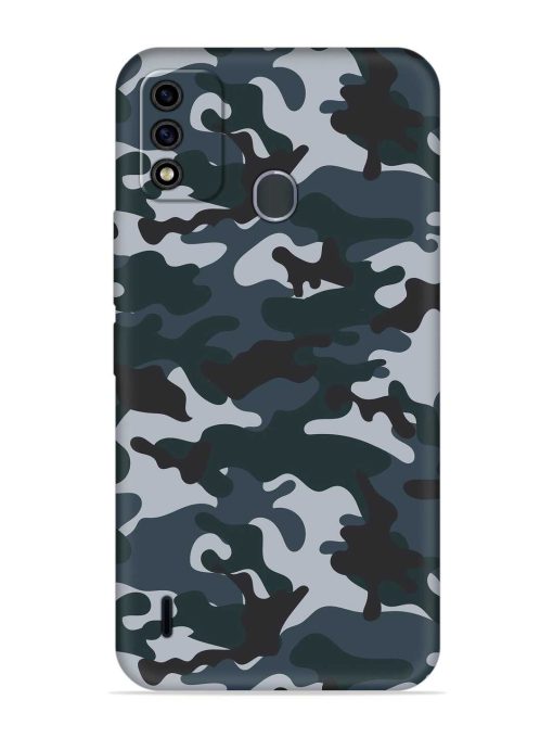 Dark Blue Army Military Art Embossed Soft Silicone Case for Itel A48 Zapvi