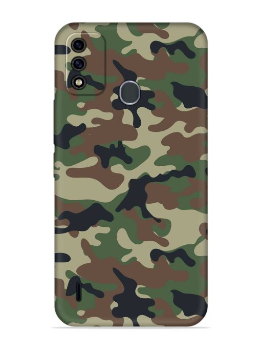 Army Military Camouflage Dark Green Embossed Soft Silicone Case for Itel A48 Zapvi