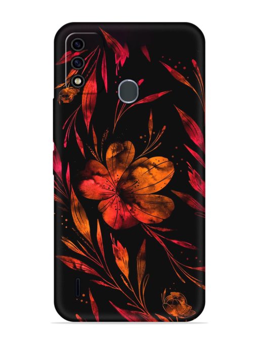 Red Flower Painting Embossed Soft Silicone Case for Itel A48 Zapvi