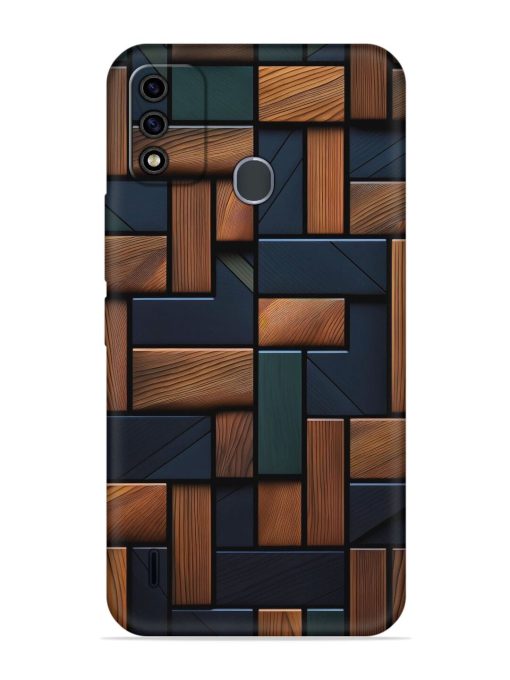 Wooden Background Cubes Embossed Soft Silicone Case for Itel A48 Zapvi