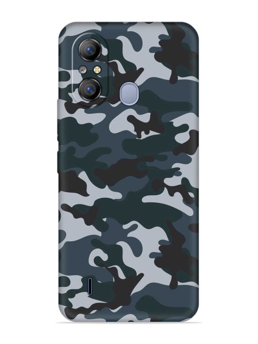 Dark Blue Army Military Art Embossed Soft Silicone Case for Itel A49 Zapvi