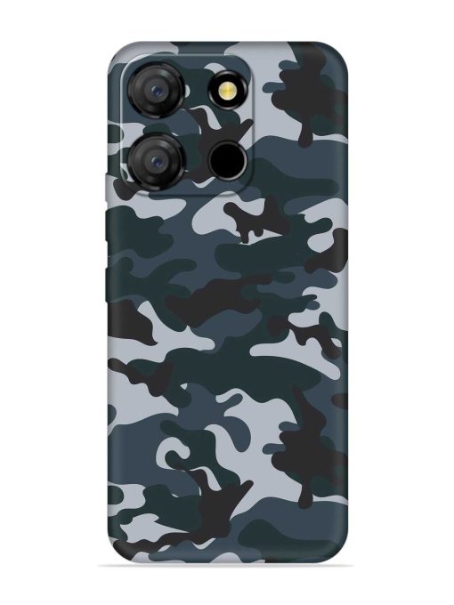 Dark Blue Army Military Art Embossed Soft Silicone Case for Itel A60 Zapvi